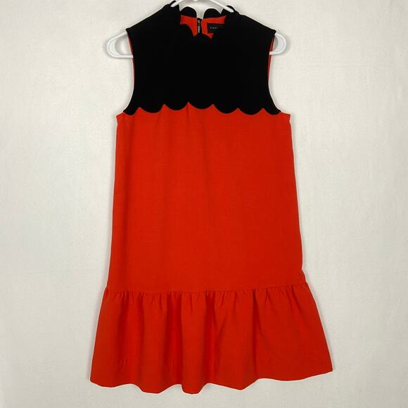 Victoria Beckham for Target Orange Black Scallop Sleeveless Short Dress Small - Picture 2 of 9